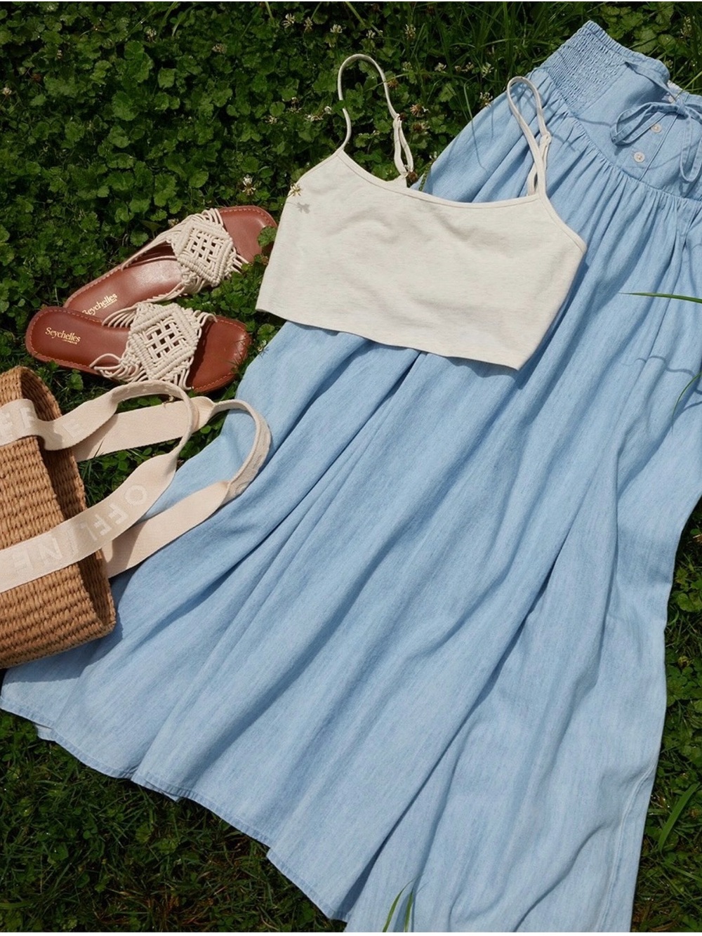 Aerie Light Blue Maxi Skirt - Women